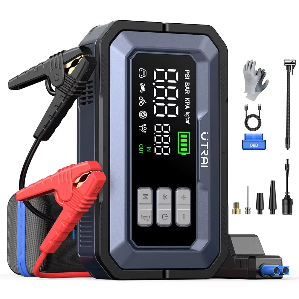 Contenu complet du coffret UTRAI JS-30 disposé autour de l'appareil, sur fond blanc